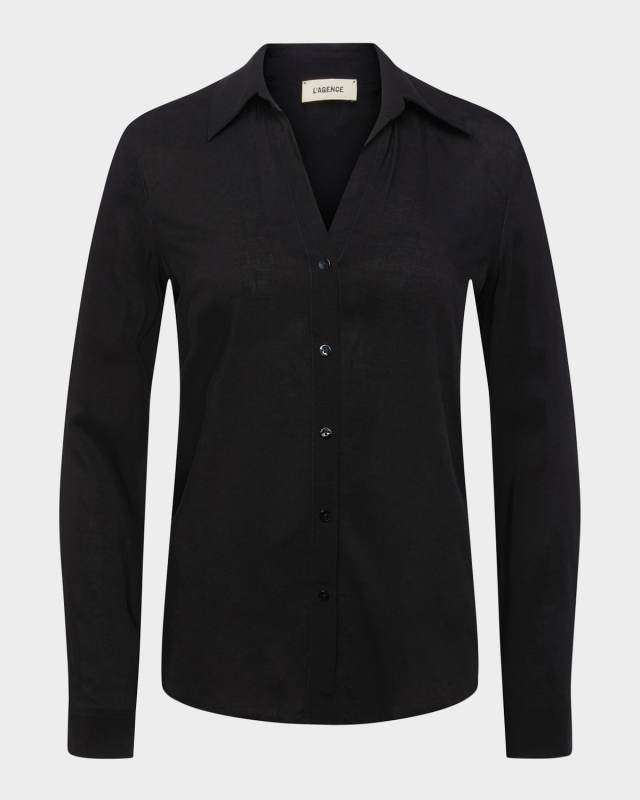 Nina Collared Button-Down Blous